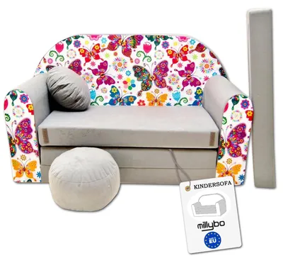 Produktbild von MILLYBO Kindersofa 3in1 – Spielsofa & Schlafsofa für Kinder Grau - A33