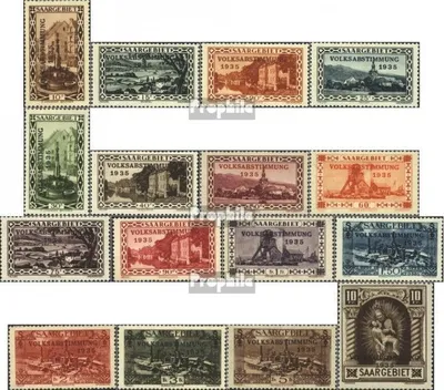 Produktbild von Briefmarken Saarland 1934 Mi 179-194 (kompl.Ausg.) mit Falz Volksabstimmung 1935