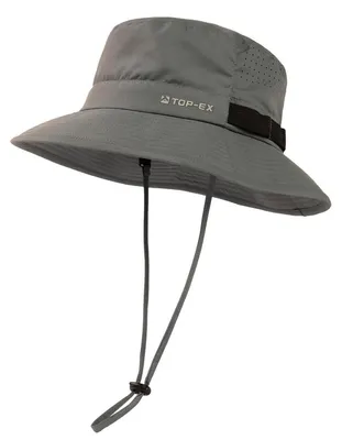 Produktbild von Kühlender Fischerhut Herren Damen Atmungsaktiv UV-Schutz Sommer Outdoor Hut mit Breiter Krempe Faltbar Safari Hut Grau M-L