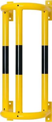 Produktbild von PROREGAL Großer Rohrschutz-Bügel 180° zur Wandmontage | Innenmaß HxBxT 100x25x27,5cm | Feuerverzinkter & kunststoffbeschichteter Stahl | Schwarz-Gelb