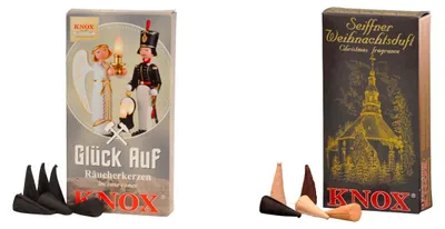 Produktbild von KNOX Räucherkerzen 2er Set - Glück Auf / Seiffner Weihnachtsduft - jeweils 24 Stück in der Größe M (Standard)