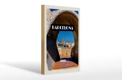 Produktbild von Holzschild Reise 20x30cm Barcelona Spanien Stadt Reiseziel