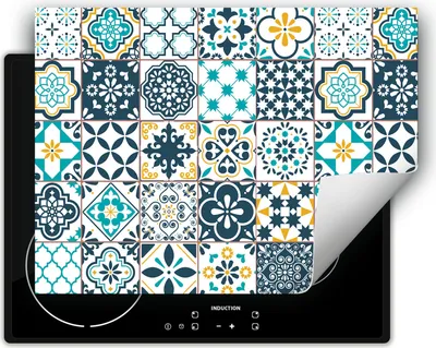 Zdjęcie produktu dla DarHaus płyta kuchenna 70x52 cm mata antypoślizgowa zwijana, mozaika - niebieska