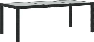 Immagine prodotto di vidaXL Gartentisch Schwarz 190x90x75 cm Gehärtetes Glas Poly Rattan