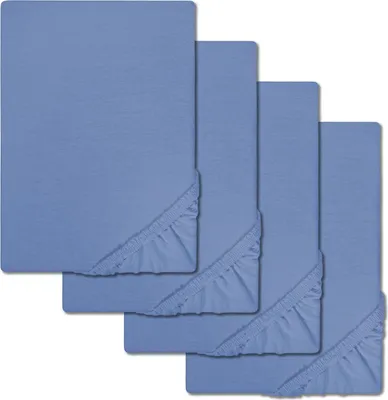 Produktbild von 4er-SetCloudComfort Basic Spannbettlaken Jersey-Stretch blau 140 x 190 - 160 x 200 cm (4 Stück)