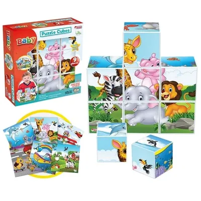 Produktbild von Kinder Steckpuzzle 9 Teile aus Kunststoff, 6 Vorlagen, 28x25x7 cm, ab 12 Monate