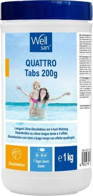 Produktbild von Wellsan Quattro Tabs Chlor Multitabs 4 in 1 - 200 g Tabletten | 1 kg