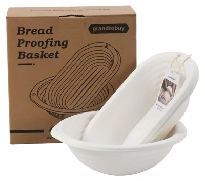 Obrázok produktu pre Ošatka na chlieb súprava 2 kusy, 25 cm okrúhla a 28 cm oválna, s ľanovou vložkou, pre kuchyňu