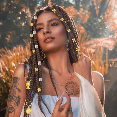Produktbild von Haarspiralen für Schmuck - 292 Stück goldene Haaraccessoires für Zöpfe und Dreadlocks Haar Ringe Zöpfe