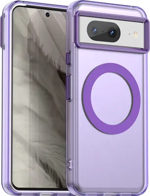 Image de Étui magnétique pour Google Pixel 8, étui antichoc fin mat et translucide Violet