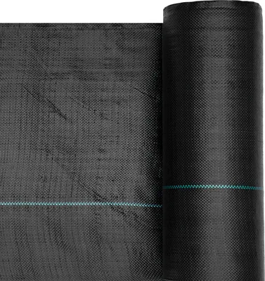 Image de SucceBuy Toile anti-mauvaises herbes 0,9 x 30,5 m Toile de jardin 168 g/㎡, tapis anti-mauvaises herbes en polypropylène, film anti-mauvaises herbes respirant et perméable à l'eau, protection des racines pour le jardin, la serre et l'agriculture, noir