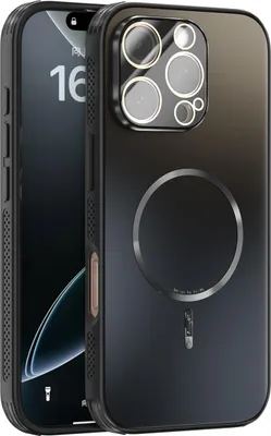 Image de Coque magnétique pour iPhone 16 Pro, coque mate PC+TPU avec protection des lentilles, coque résistante aux chocs avec dissipation de la chaleur Noir