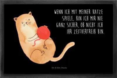 Produktbild von Mr. & Mrs. Panda Fussmatte Katze Wolle 50 x 75 cm - Schwarz - Geschenk, Schmutzfangmatte, Katzen, Gummimatte, Spielen, Fußabtreter, Cat, Lustig, Schmutzmatte, Türmatte