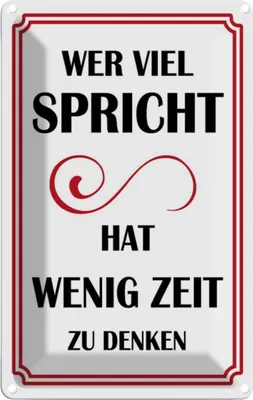 Produktbild von vianmo Blechschild 18x12 cm Wer viel spricht hat wenig Dekoration Spruch Zitat