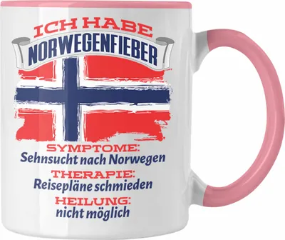 Produktbild von Trendation - Norwegen Tasse Geschenk Grafik Norwegenfieber Geschenkidee Spruch Lustig (Rosa)
