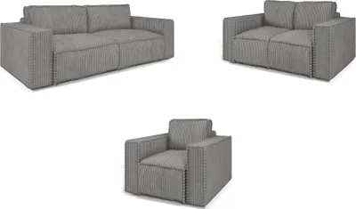 Produktbild von Sofaset Designersofa VAJANA 3-2-1 Stoff Tilia Grau