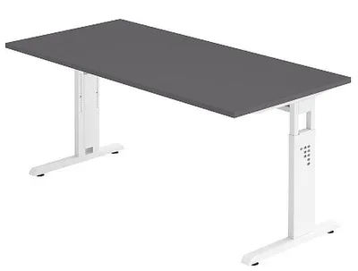 Produktbild von Büro Schreibtisch 160x80 cm Modell OS16 höheneinstellbar  G = Graphit-Weiß
