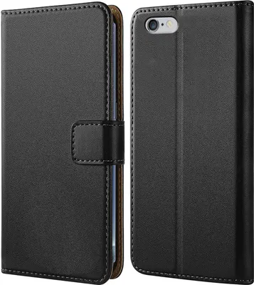 Produktbild von Handy Tasche für Apple iPhone 6 / iPhone 6S Schutzhülle Bookstyle Etui Klapphülle Wallet Flip Cover Case Schwarz