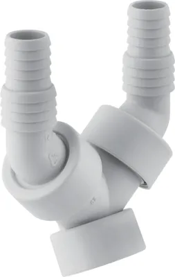 Produktbild von Geberit Doppelwinkelschlauchtuelle weiss, mit Rueckstauklappen, 1 Stk.