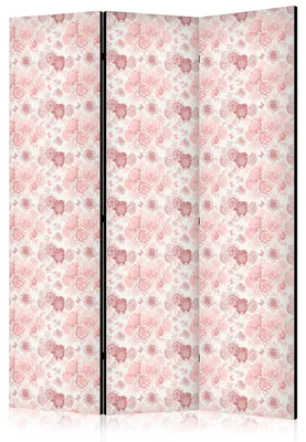Produktbild von Muralo Beidseitig bedruckter PARAVENT 3-teilig Raumteiler klappbar ROSA BLUMEN 135cmx172cm