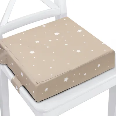 Obrázek produktu pro Podsedák na židli pro dítě s protiskluzovou spodní stranou Béžová s bílými hvězdami 32x32x8 cm