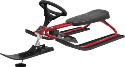 A red and black Stiga Snow Racer Iconic sled is shown against a white background.