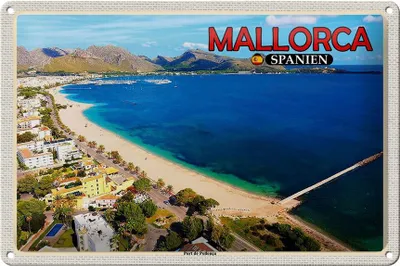 Produktbild von Blechschild Reise 30x20cm Mallorca Spanien Port de Pollenca Meer