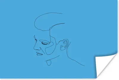 Produktbild von MuchoWow® Poster Gesicht - Strichzeichnung - Blau 60x40 cm - Schlafzimmerdekoration