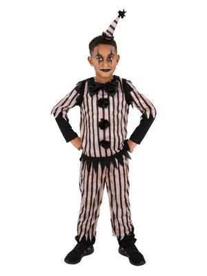 Produktbild von Vintage Clown Junge Schwarz-Weiß Kostüm 152