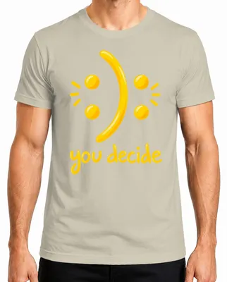 Zdjęcie produktu dla T-shirt męski "Uśmiech", motyw: uśmiech, smutek, zdrowie psychiczne, pozytywne nastawienie, kolor: naturalny, rozmiar: XL