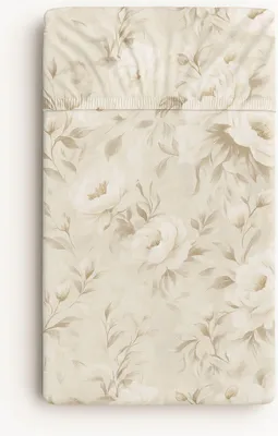 Obrázok produktu pre Bavlnené prestieradlo do detskej postieľky 120x60 cm - béžové pivonky
