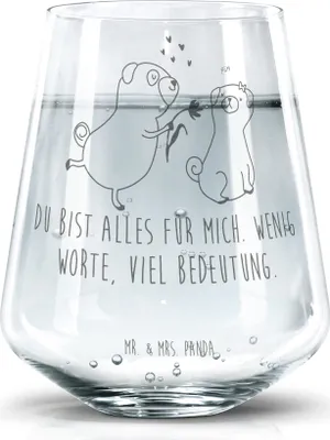 Produktbild von Mr. & Mrs. Panda Glas Mops Verliebt - Transparent - Geschenk, Wasserglas, Sprüche, Trinkglas, Wasserbecher, Pure Liebe, Knuffig, Tumbler, Hund, Becherglas, Partner