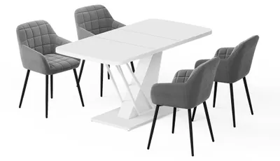 Imagen del producto de Set de mesa de comedor Vicco Fenaro Blanco 120 x 80 cm con 4 sillas de comedor, Model 62775