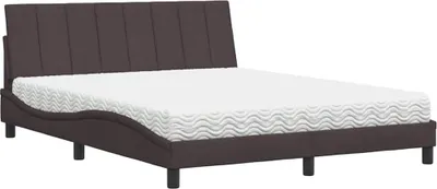 Immagine prodotto di vidaXL Letto con materasso "Hanko" marrone scuro 160x200 cm in tessuto