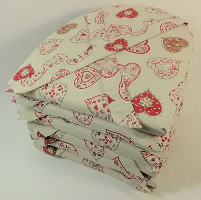 Produktbild von Rattani Set 6 x Stuhlkissen/Sitzkissen Marina halbrund mit Schleife 42 x 45 cm Dicke 5 cm, Fb. Mirha Leinen Herz