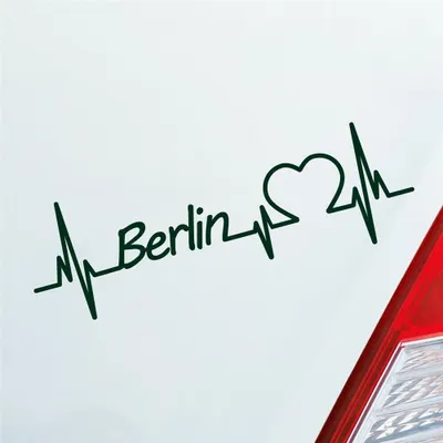 Produktbild von Auto Aufkleber Berlin Herz Herzschlag 19x6 cm Dunkelgrün Sticker Heckscheibenaufkleber