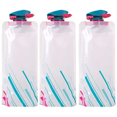 Produktbild von 700ML Faltbare Wasserflaschen Set von 3 Trinkflasche Flasche Beutel (Weiß)
