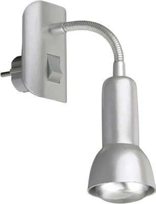 Image de Lampe à fiche BRILONER LEUCHTEN PAKU, 25 W, IP20, couleur titane, métal, excl. 1x E14, 7 x 22 x 14 cm