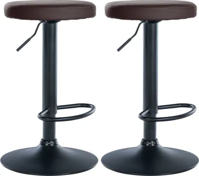 Produktbild von CLP 2er Set Barhocker Ponte Kunstleder höhenverstellbar und drehbar braun Material Gestell Metall matt schwarz