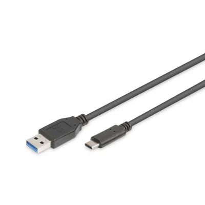 Produktbild von Digitus USB-C Anschlusskabel, USB-A - USB-C, 1 m, USB C, USB A, USB 3.2 Gen 1 (3.1 Gen 1), Stecker/Stecker, Schwarz