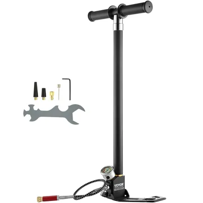 Productafbeelding van VEVOR PCP-handpomp, 4-traps, 30 MPa (4500 PSI) hoogdruk-luchtdrukkolom pomp voor PCP-luchtbuksen, met olie- en vochtfilter, manometer, en roestvrijstalen constructie
