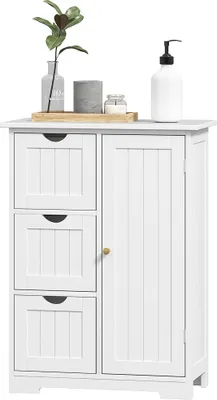 Produktbild von Badezimmerschrank, Badkommode, 3 Schubladen, Regal, MDF, Weiß