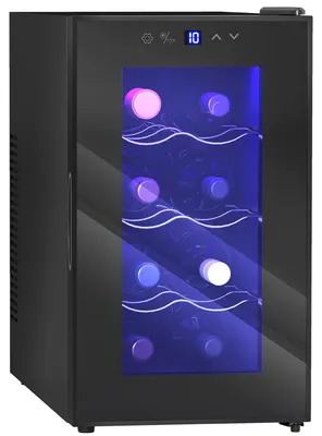Produktbild von HOMCOM Weinkühlschrank für 8 Flaschen, 21L, Thermoelektrik, verstellbare Regal