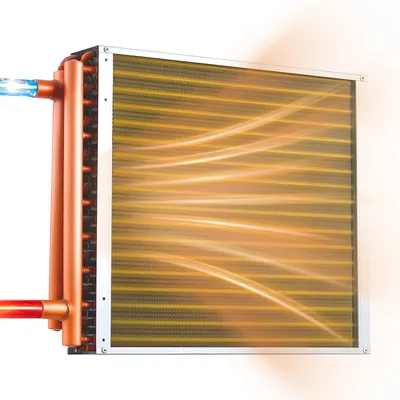 Immagine prodotto di Scambiatore di calore a lamelle VEVOR 457x457 mm, 35,2 kW, con attacchi in rame e lamelle in alluminio; scambiatore di calore acqua-aria con pressione di esercizio di 2,5 MPa; scambiatore di calore per riscaldamento e raffreddamento da interno