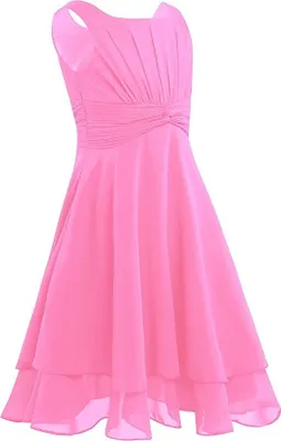 Produktbild von Mädchen Sommer Kleid Gr. 104 Cm Chiffon Ärmellos Partykleid Knielang Hochzeit Blumenmädchen Brautjungfernkleid