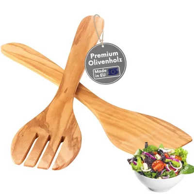 Produktbild von TOPANBIETER 999 Salatbesteck Olivenholz 30cm Sevierbesteck