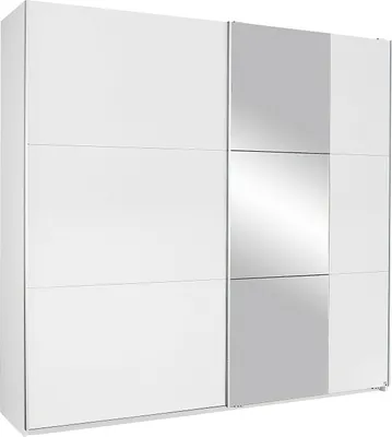 Produktbild von Kleiderschrank Schwebetürenschrank weiß mit Spiegel 218 cm 2-türig - KRONACH - Die Möbelfundgrube
