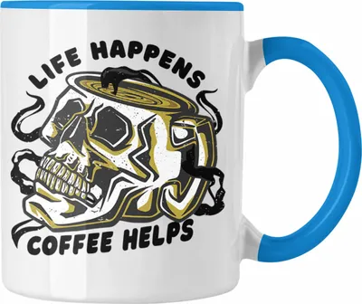 Produktbild von Trendation - Tasse Totenkopf Kaffeeliebhaber Geschenk Spruch (Blau)