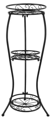 Image de Support métallique pour plantes - Étagère à fleurs à 3 niveaux - Ronde - Autoportante - Pour intérieur et extérieur - Ø 30/23/26 cm - Hauteur 84 cm