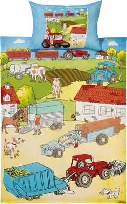 Produktbild von Erwin Müller Kinder-Bettwäsche Bauernhof" bunt 1x 100x135 cm + 1x 40x60 cm"